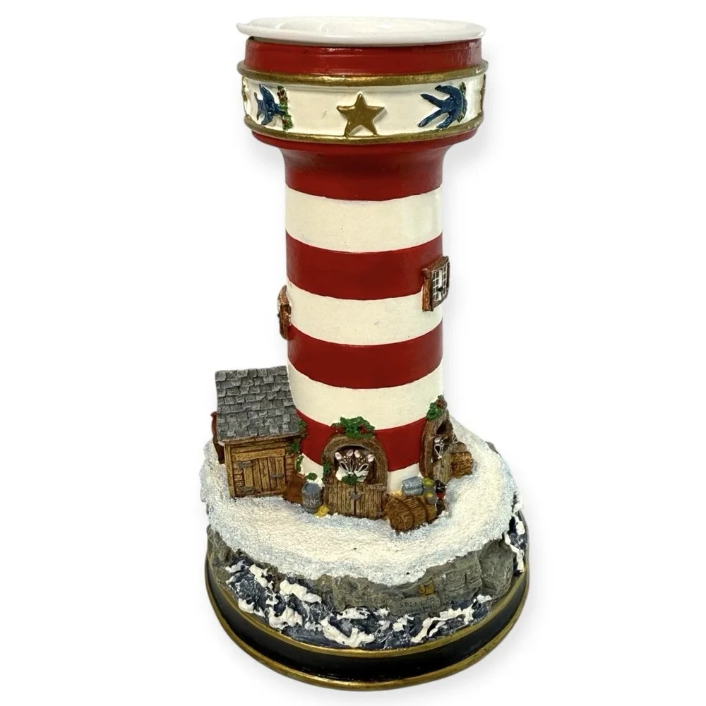 Danbury Mint Night Before Christmas Lighthouse Candlestick Cheryl Spencer Collin